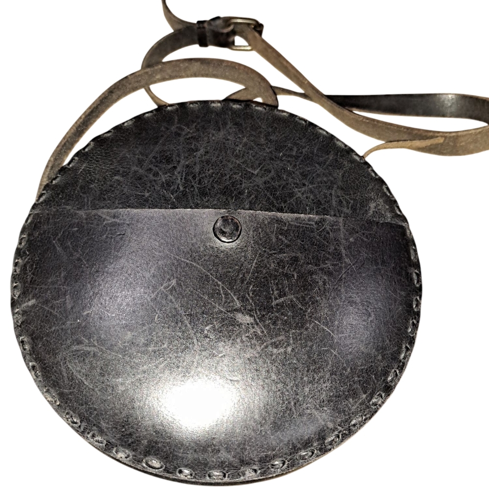 R.P.S- Rock Paper Scissors Black Embossed Leather Bag - Picture 2 of 5
